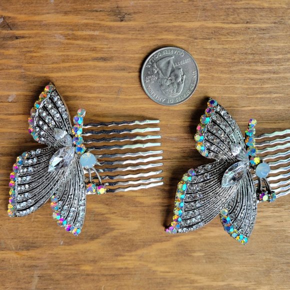 BUTTERFLY WINGS HAIR COMBS (PAIR) - Picture 2 of 4
